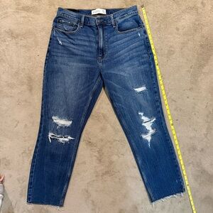 Abercrombie & Fitch Ripped Blue Ankle Jeans